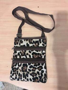 Leopard Print Multi-Zip Crossbody Travel Bag